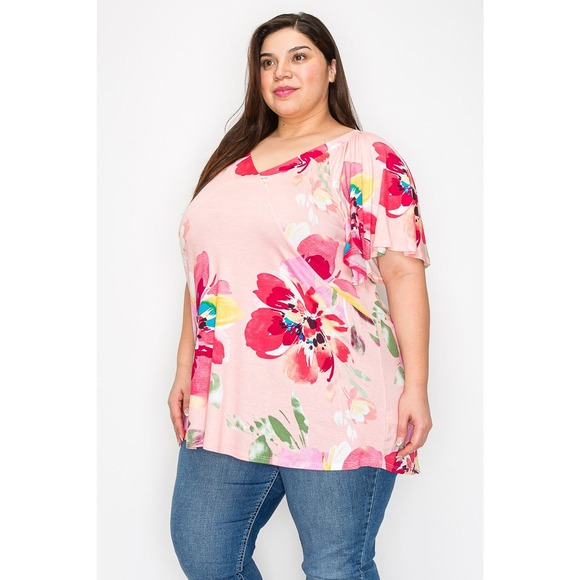 Plus size V neck Wide Sleeves Tunic Top 1xl - Picture 3 of 4